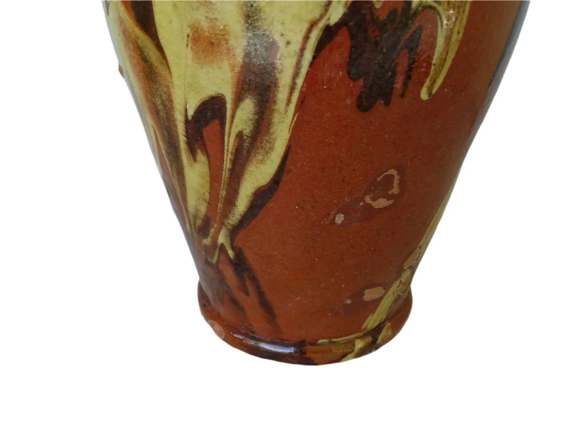 Gargoulette antique en poterie à glaçure jaspé, catalane