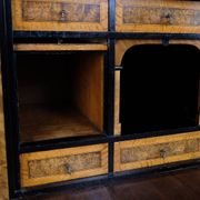 Secretary - Hand polished birch & intarsia - 2 drawers - 1840s