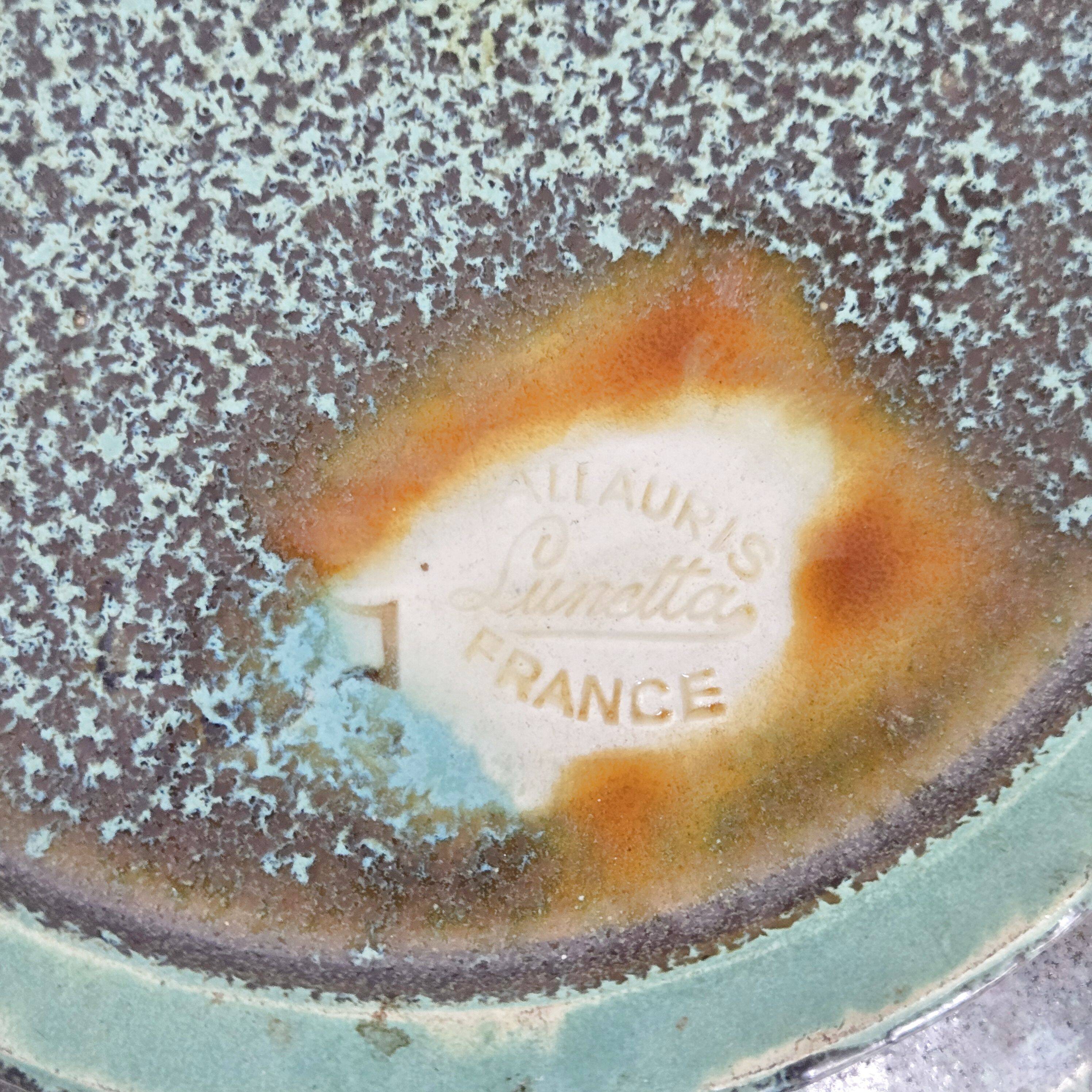 Lunetta Vallauris soup tureen and salad bowl in gilded ceramic, 1960