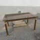 Table basse vintage laiton et verre fumé marron