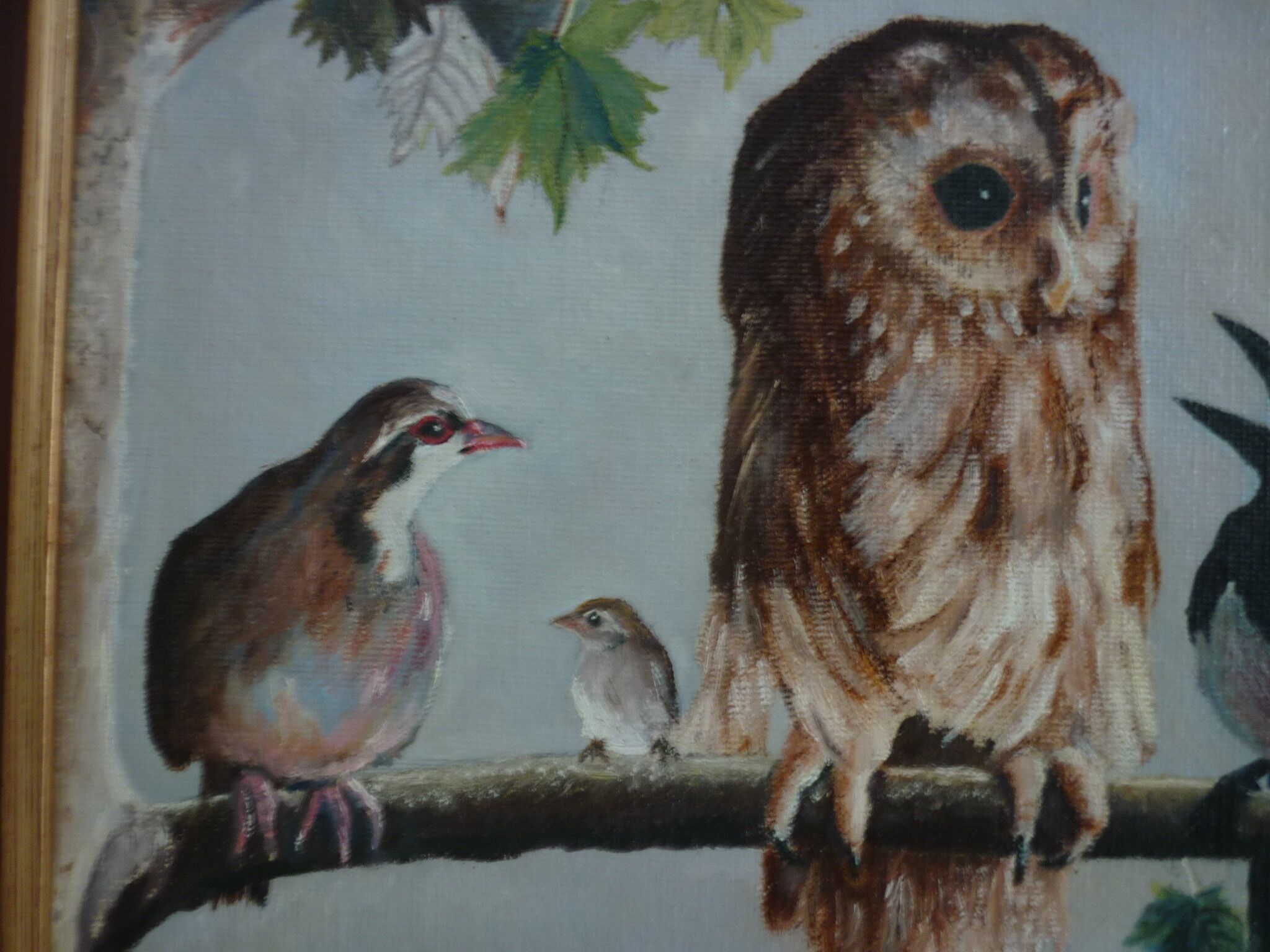 Painting birds on panel