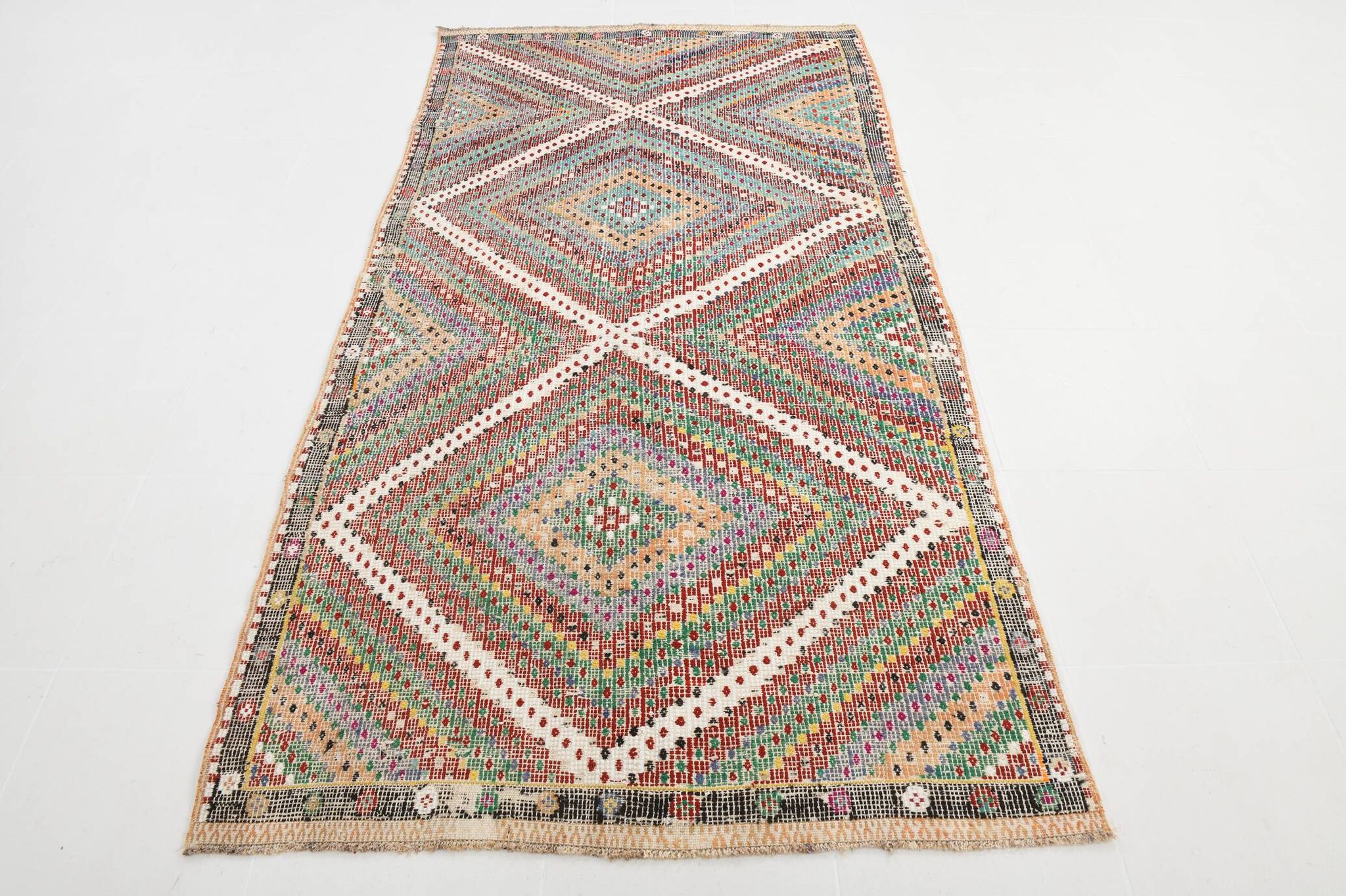 Tapis Kilim oriental bleu et vert