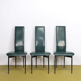 Chaise design italien Fasem S44 en cuir vert foncé