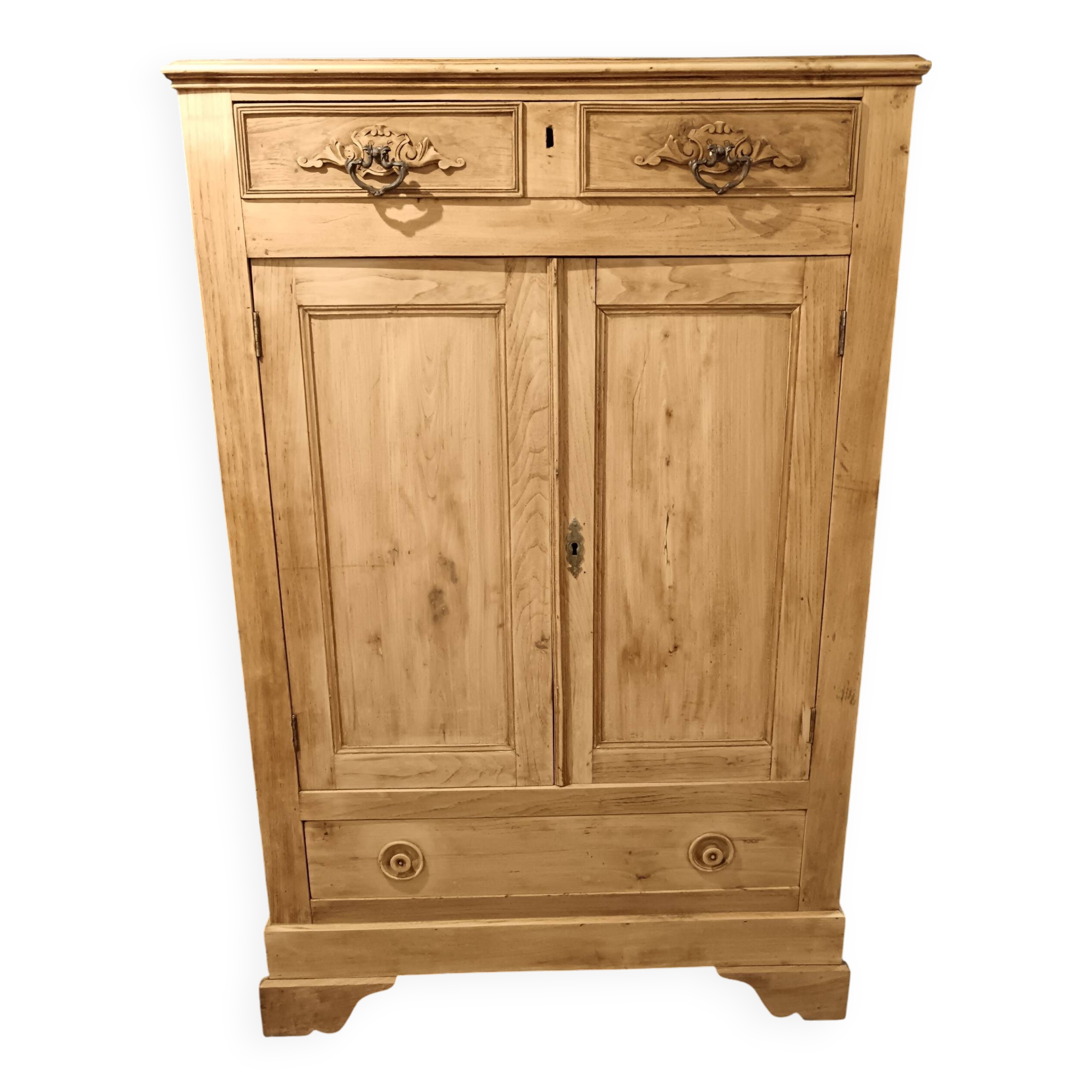 Parisian sideboard in raw wood with 2 doors and 3 drawers