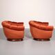 Chaises longues italiennes des années 1950 en velours cuivré orange.