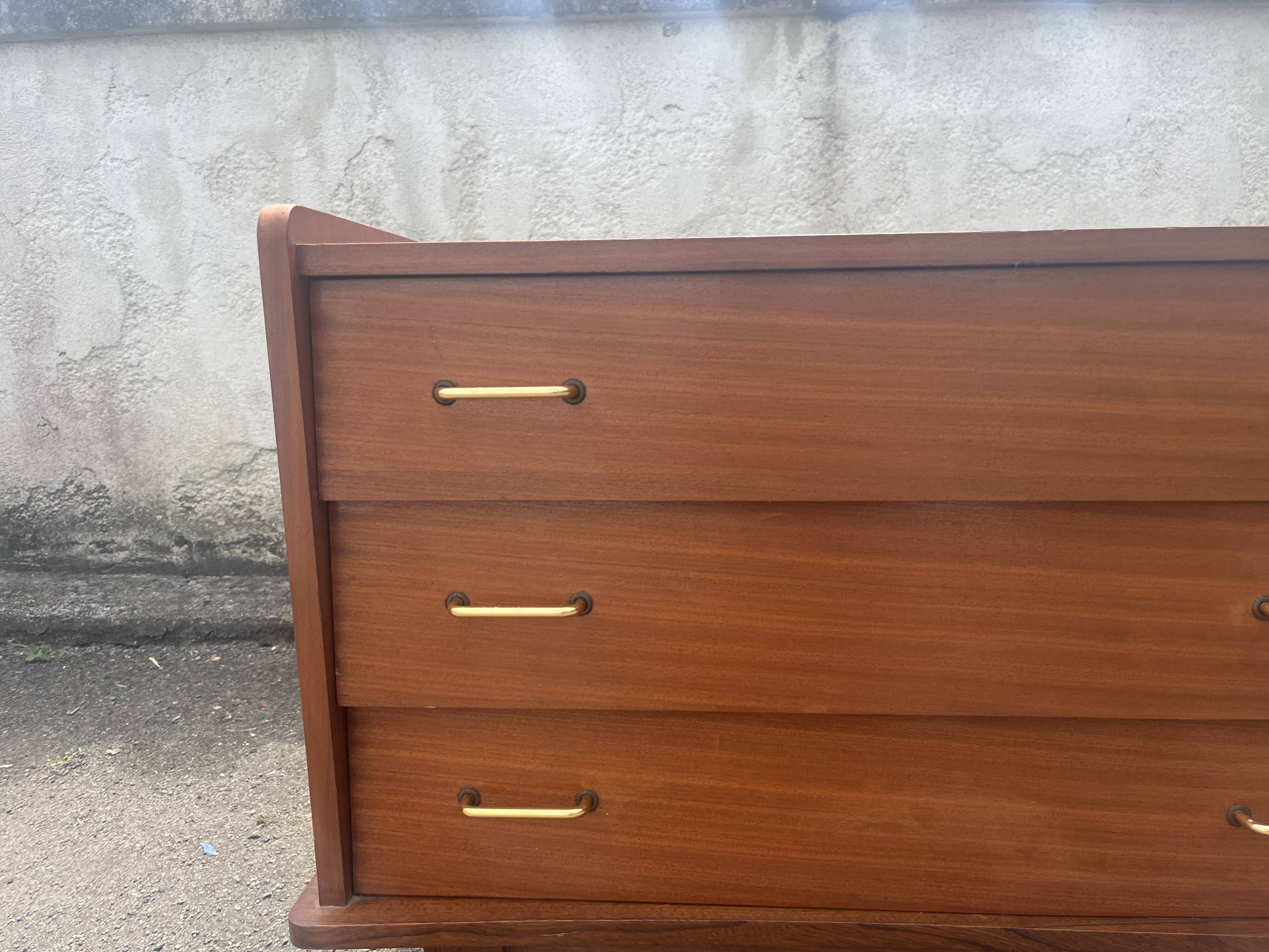 Commode vintage 3 tiroirs poignées années 60