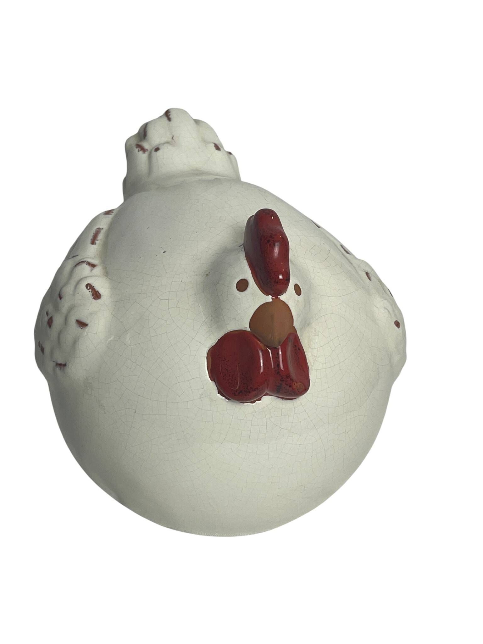 Decoration, large white ceramic hen by Alessi, 20th century