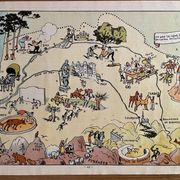 Old illustrated map of Gascony Béarn Basque Country 1945 - JP Pinchon