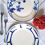 Mismatched antique flat plates in earthenware