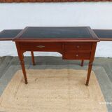 Black leather desk with extensions