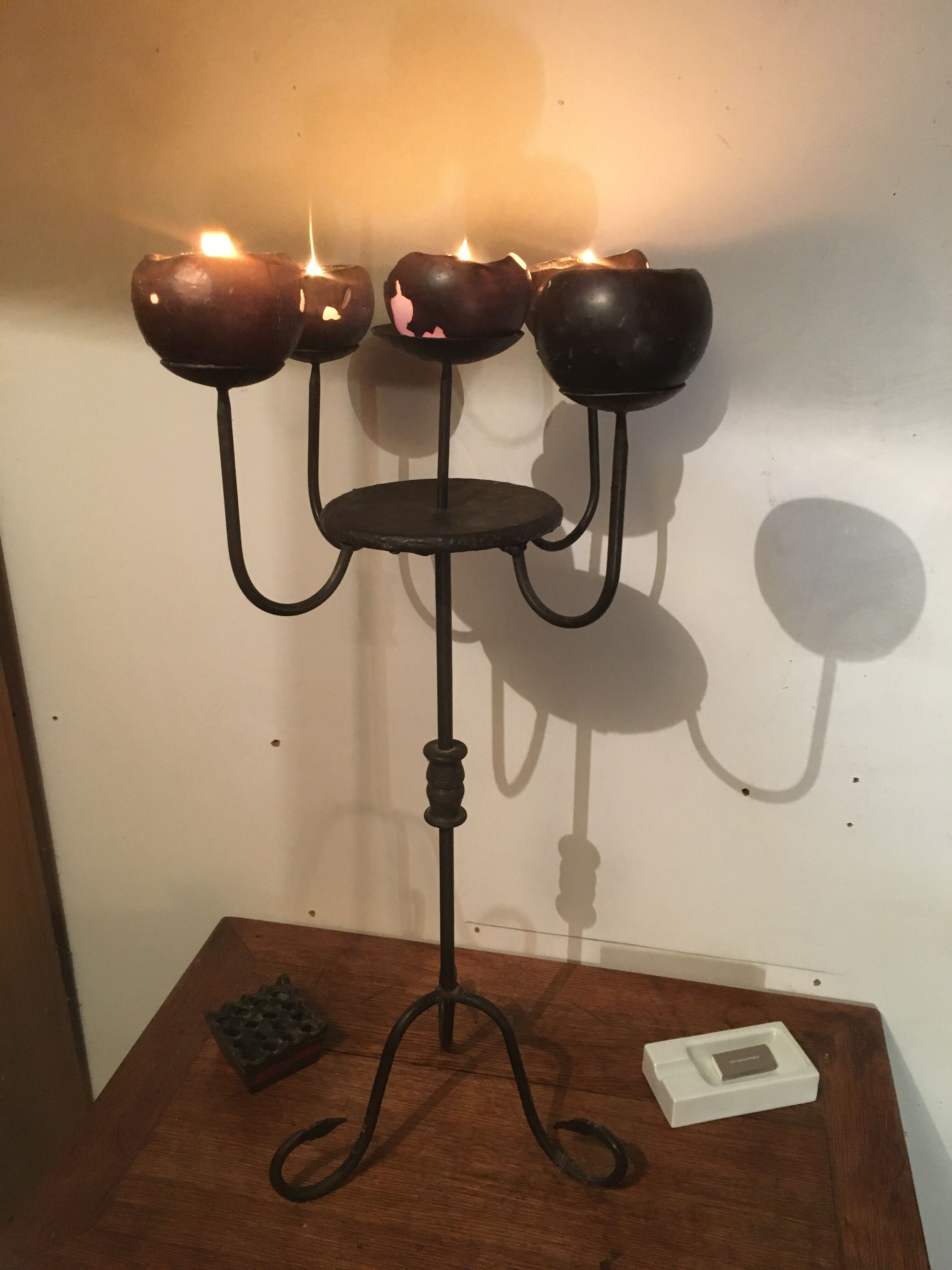 Chandelier 5 candles in wrought iron