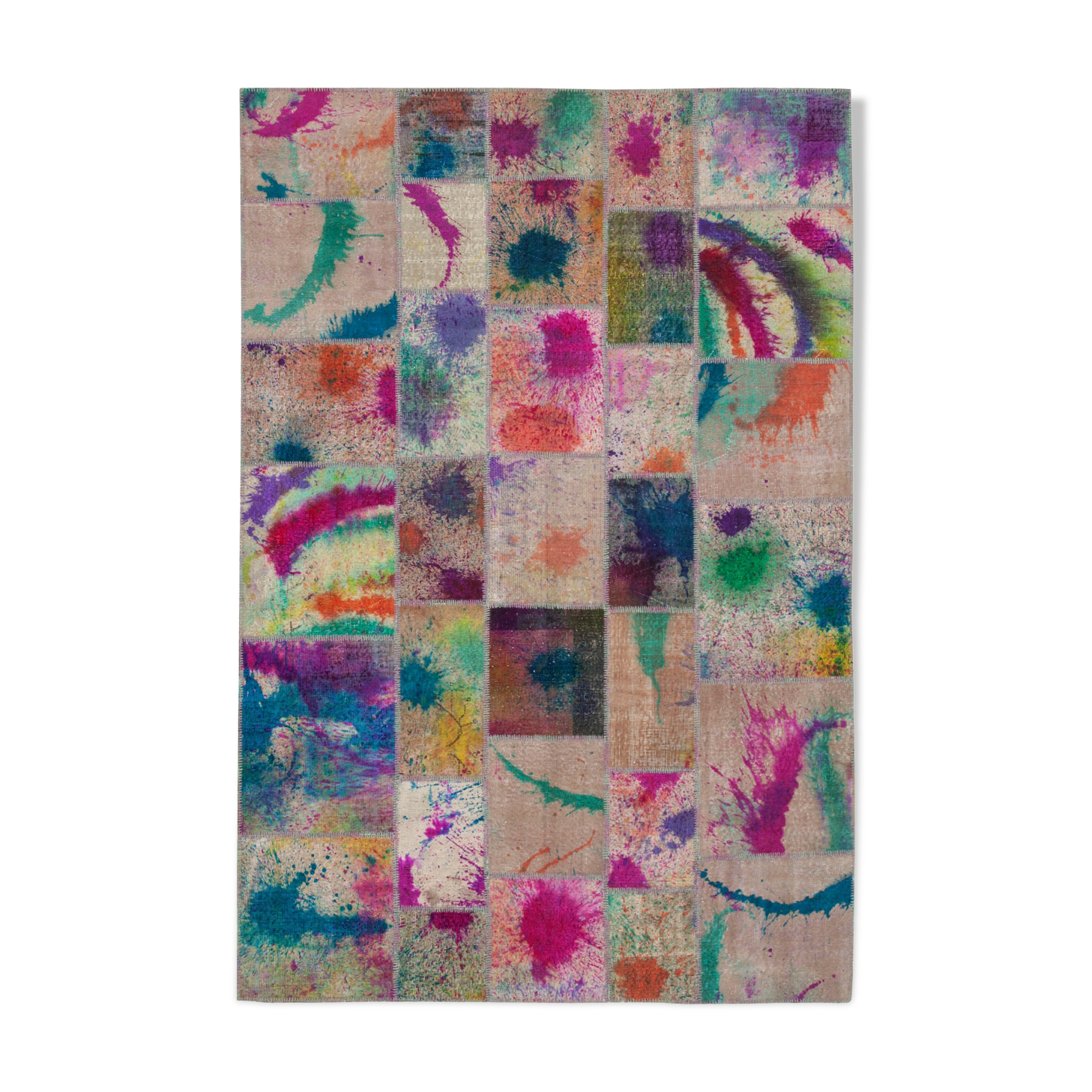 Handwoven Anatolian Contemporary 205 cm x 300 cm Multicolor Patchwork Carpet