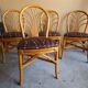 Set of 4 rattan and bamboo chairs, "fan" backrest, vintage 70s.