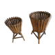 Pair of wicker and bamboo pot covers 70s