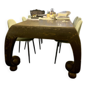 Large antique Chinese black table made of patinated solid wood.