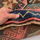 Old Turkish Kazak Rug 226x135 cm vintage tribal carpet, Red and Blue Large