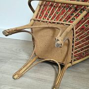 Vintage rattan chair with red fabric – 1960s/70s