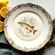 Set of four fish plates. vintage french fish plate set.