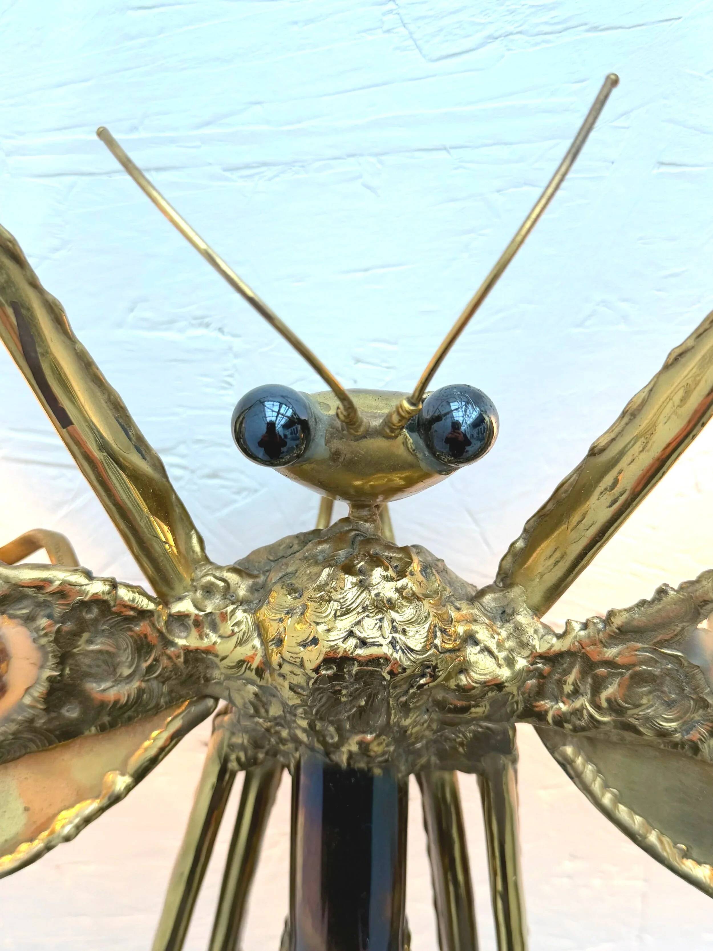 "Libellule" wall light by Jacques Duval Brasseur in brass and agate, 1970.