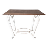 Old wrought iron and walnut table