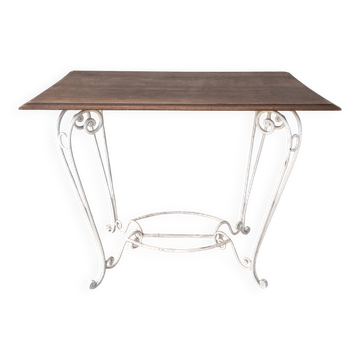 Old wrought iron and walnut table