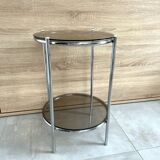 Round console 1970 chrome tube and smoked glass perfect condition