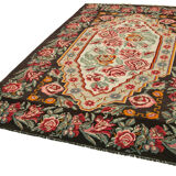 Hand-Knotted Vintage Bessarabian Black Kilim 183 cm x 274 cm - 22170