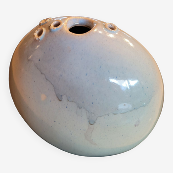 Celadon ceramic soliflore vase signed