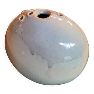 Celadon ceramic soliflore vase signed