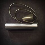 Pair of still tube pendant lights in polished stainless steel, 1970s, new