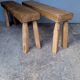 Paire 2 bancs / tabourets bois massif patiné