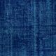 Vintage Hand-Knotted Shabby Chic Style Turkish Wool Area Rug Overdyed in Blue