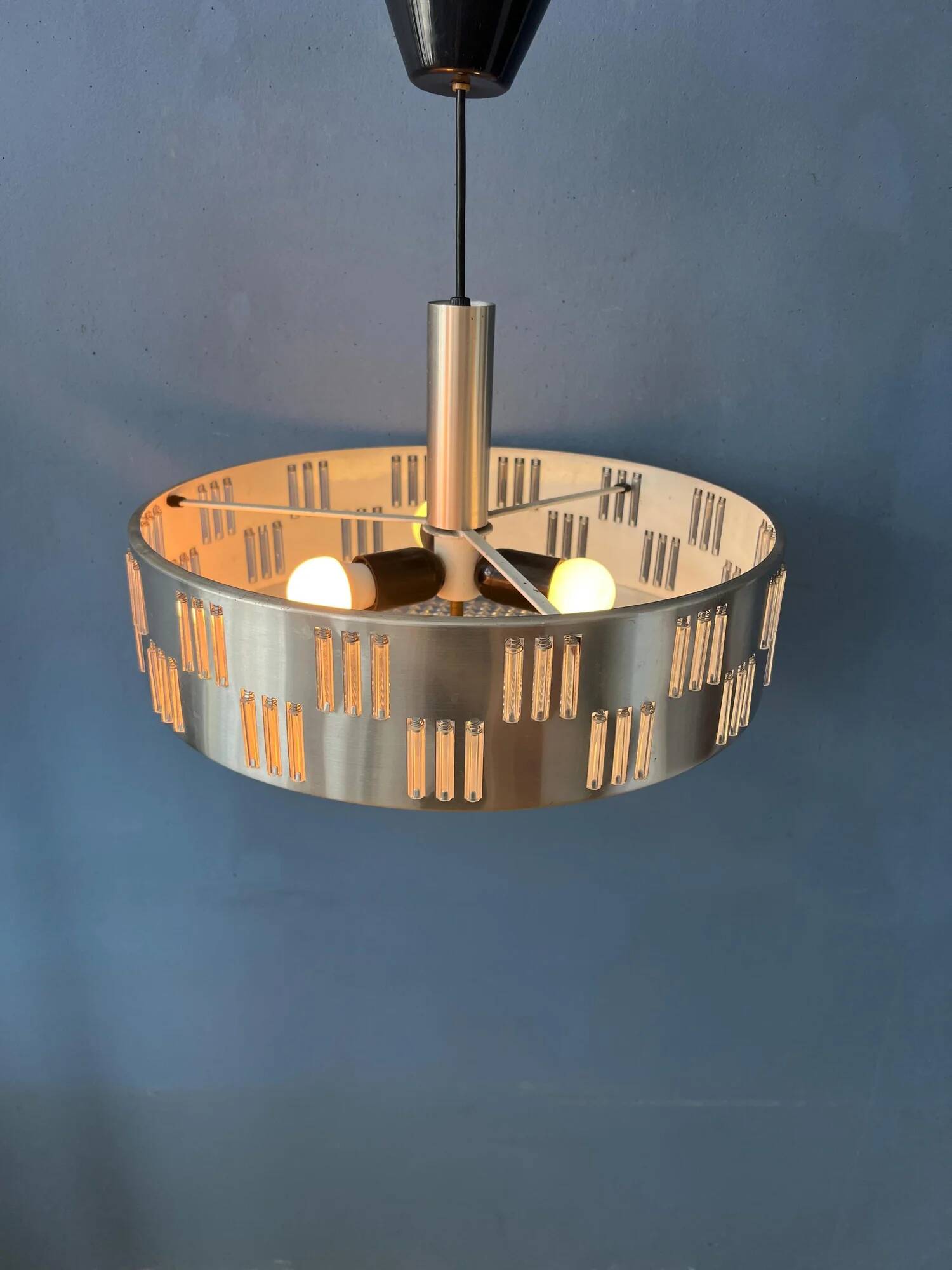 Vintage UFO pendant light with crystal glass