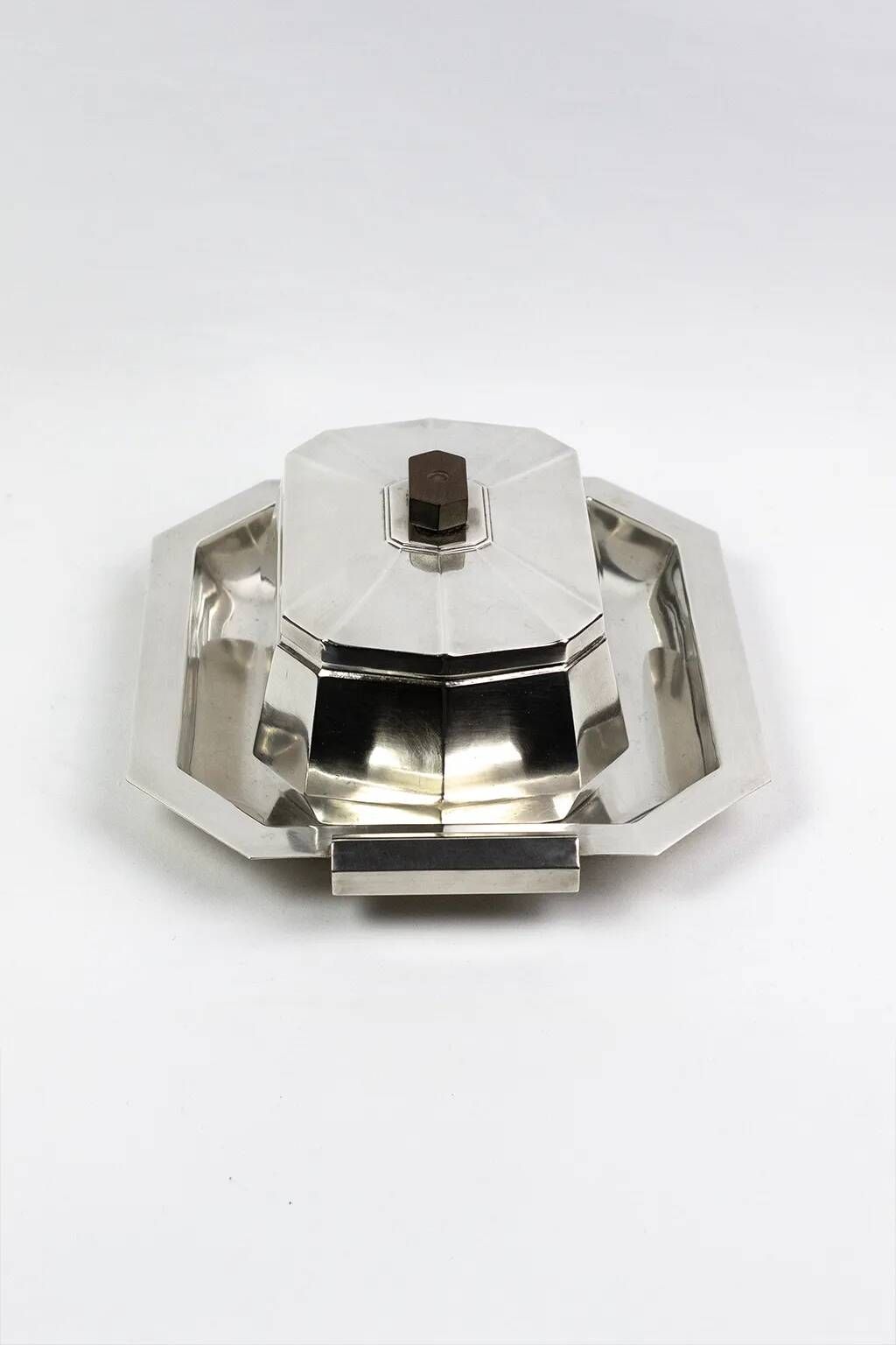Art Deco set by Kirby Beard & Christofle – silver-plated box & tray
