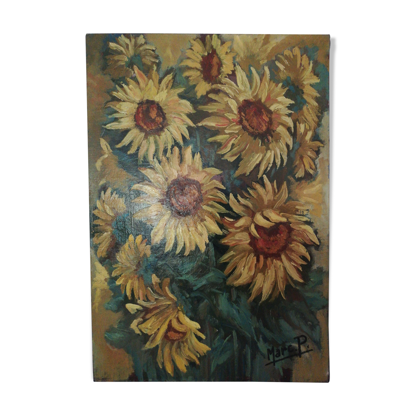 Oil on canvas sunflowers