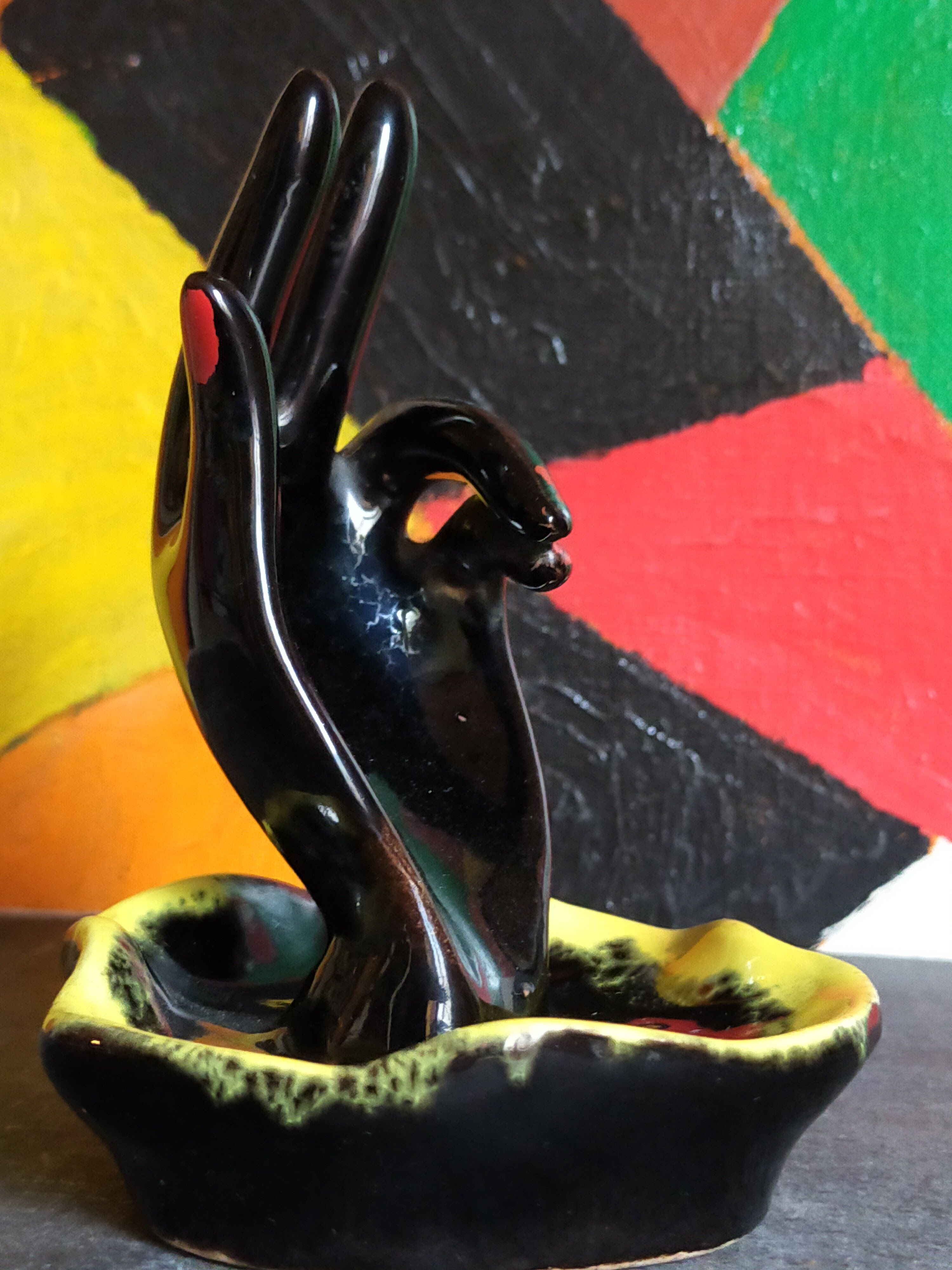 Hand ceramic baguier by Luc Vallauris 1950s