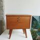 Table chevet bois pieds compas vintage
