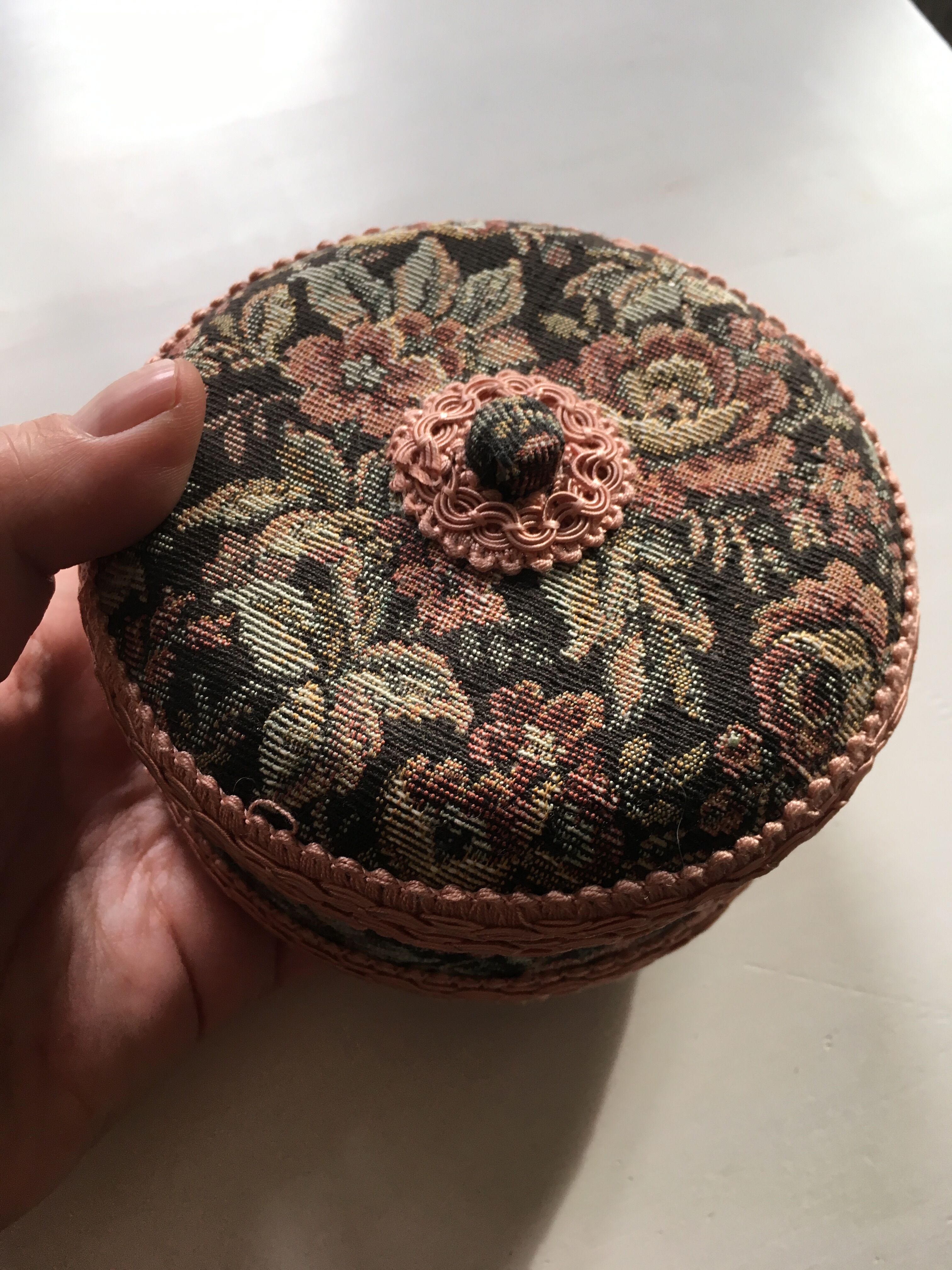 Jewelry box decorated with floral fabric