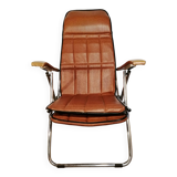 Maule Marga brown leatherette reclining and folding armchair made in Italy vintage 1970