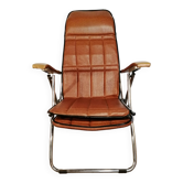 Maule Marga brown leatherette reclining and folding armchair made in Italy vintage 1970