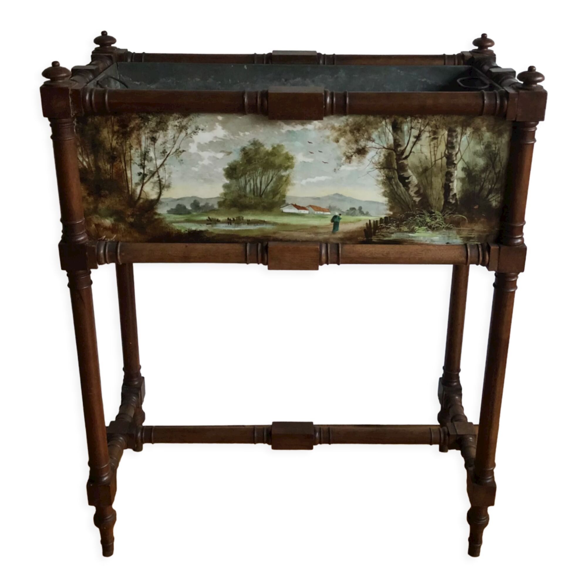 Old planter with painted earthenware