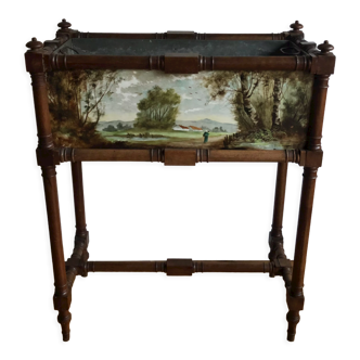 Old planter with painted earthenware