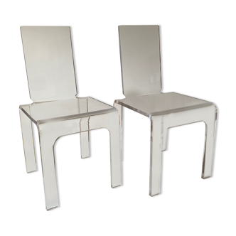 Paire de chaise en Altuglass épais Marais international circa 1980