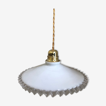 White opaline suspension with golden thread