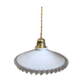 Suspension en opaline blanche avec fil doré