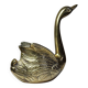 Vintage swan cache-pot/trinket dish in moulded gold-plated brass from the 1970s-80s.