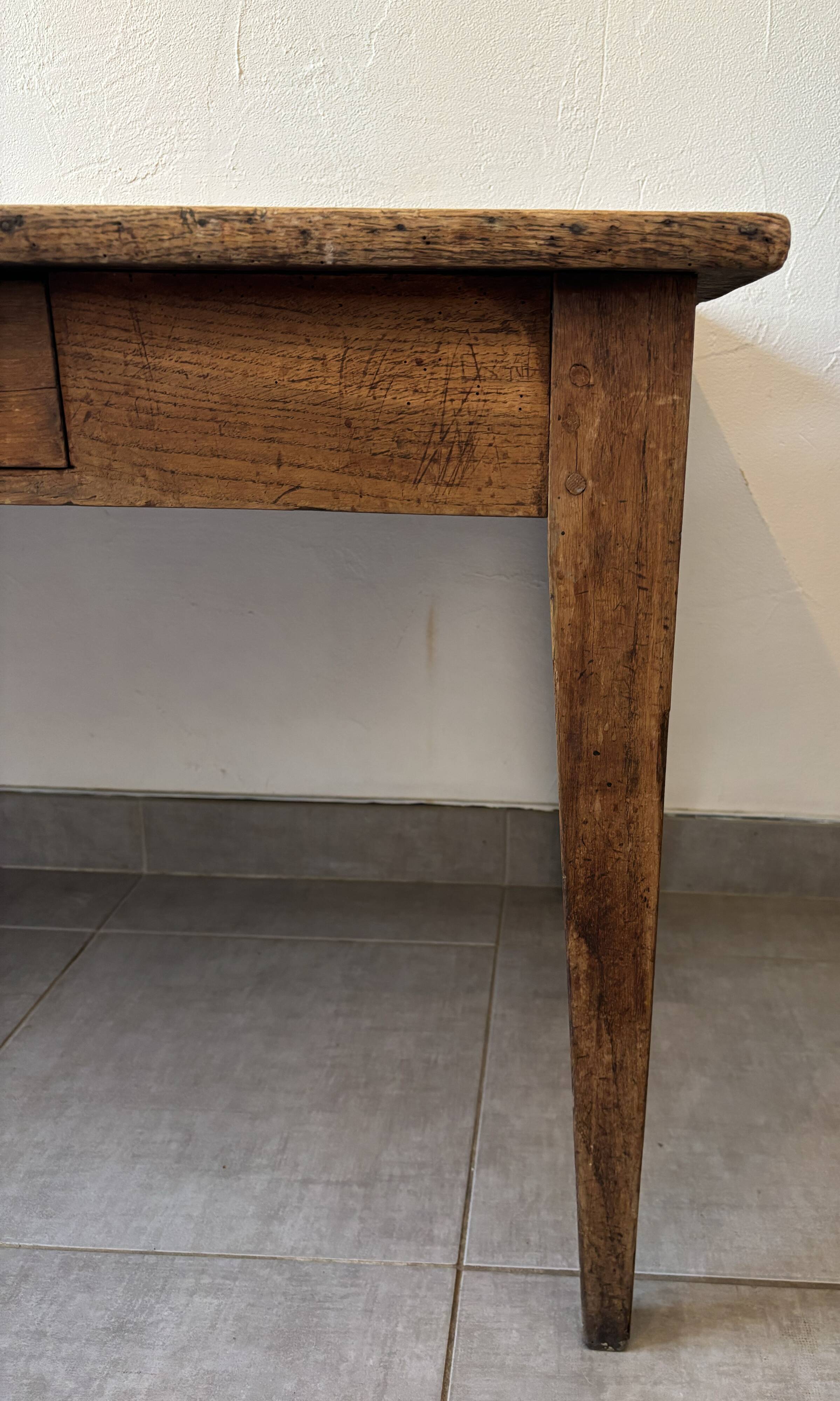 Authentic vintage farmhouse table from the 1950s in solid oak.