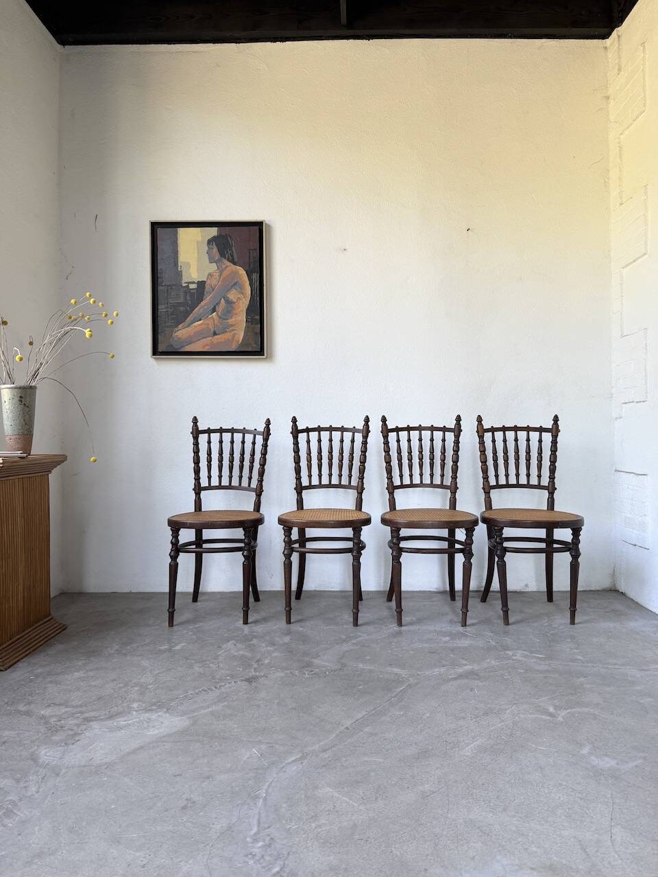 Set of 4 Fischel cane bistro chairs n019