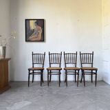 Série 4 chaises bistrot cannage Fischel n019