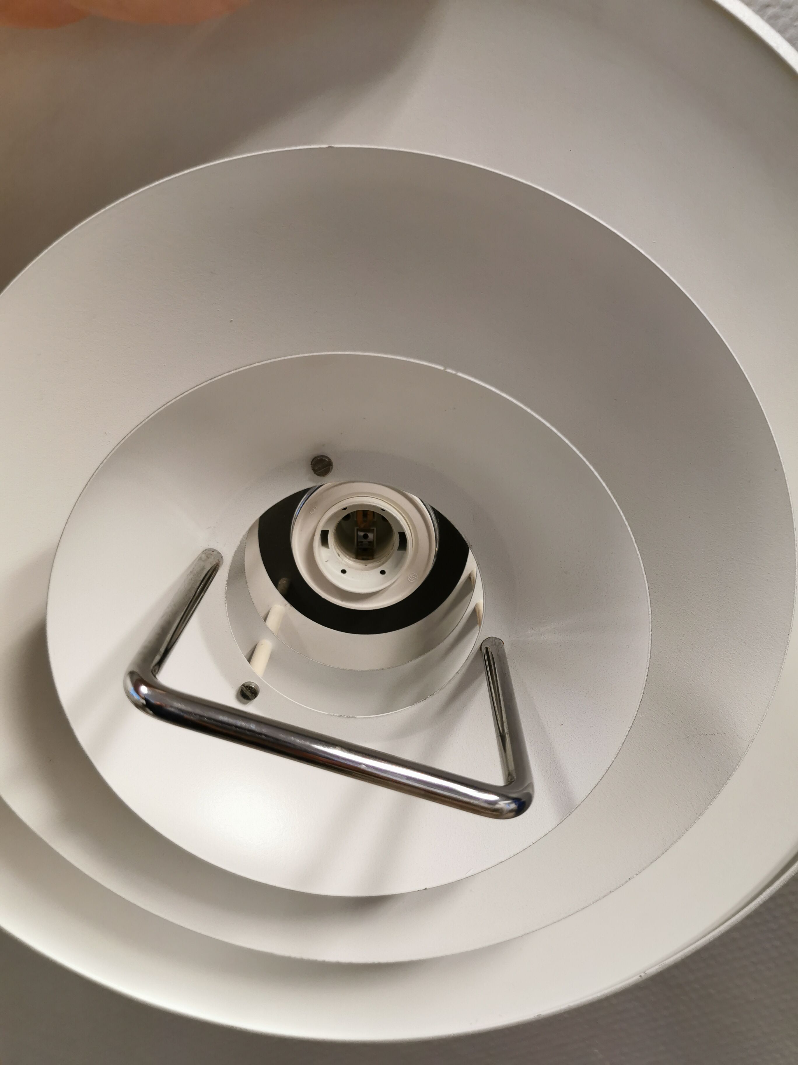 Swedish hanging lamp, produced by Belid in the original silver-grey colour.